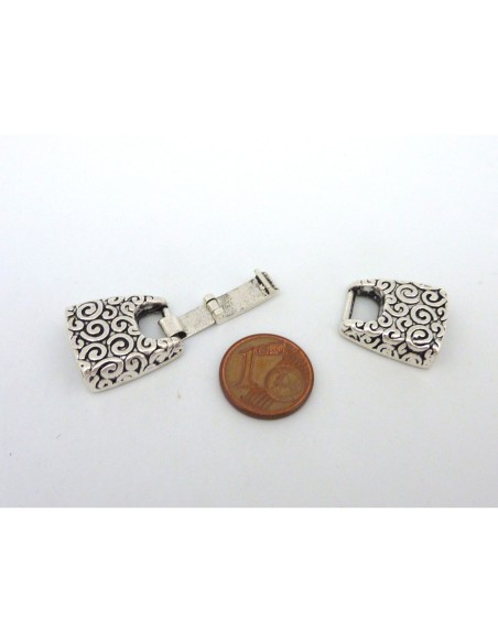 Fermoir clip ouvragé 13 x 2,9mm pour lanière cuir en métal