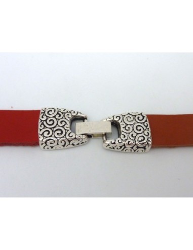 Fermoir clip ouvragé 13 x 2,9mm pour lanière cuir en métal