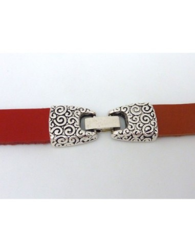 Fermoir clip ouvragé 13 x 2,9mm pour lanière cuir en métal