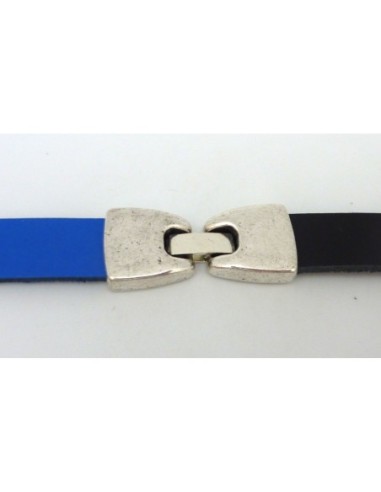 Fermoir clip pour lanière cuir de 12mm en métal argenté