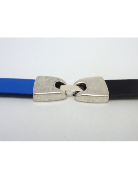 Fermoir argenté en métal clip pour lanière cuir de 12mm 