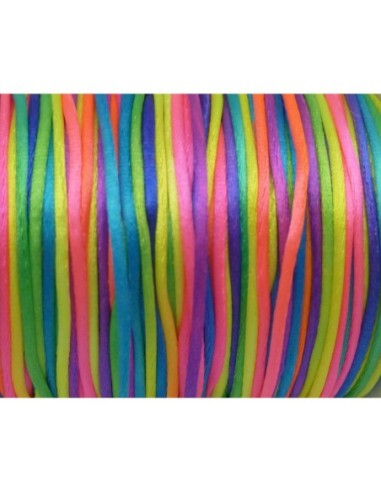 Cordon queue de rat 1mm multicolore fluo