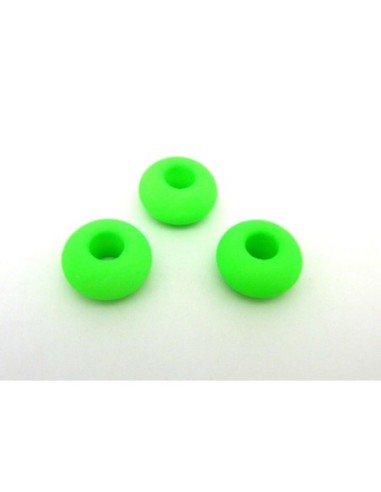 R-3 perles donut 14,4mm en verre de couleur vert fluo à gros