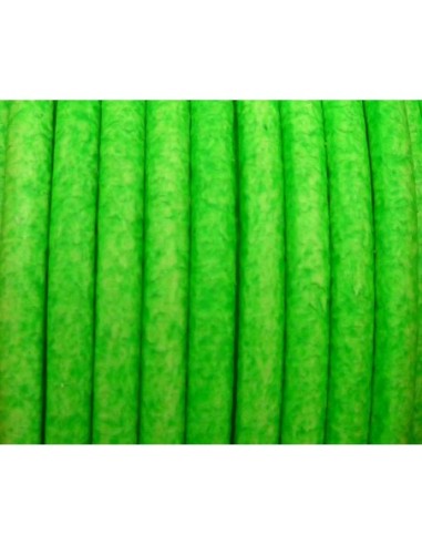 Cordon cuir vert fluo 2mm