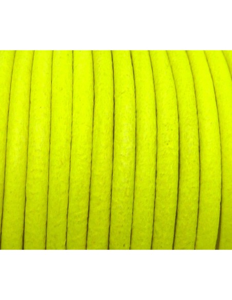 Cordon cuir jaune fluo