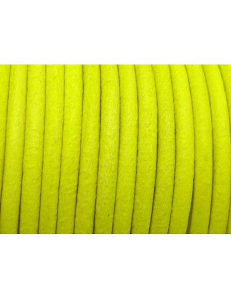 Cordon cuir rond jaune fluo