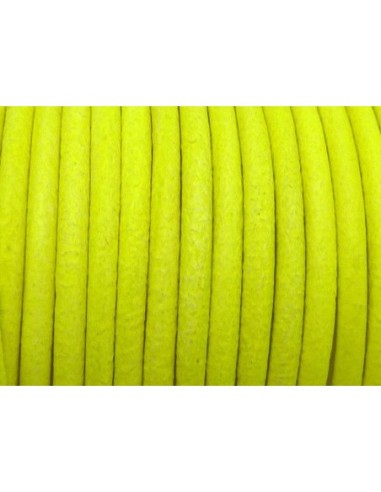 Cordon cuir jaune fluo 2,5mm