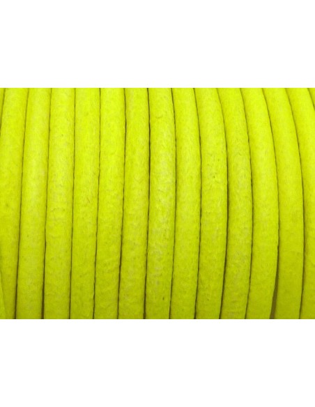 Cordon cuir jaune fluo 2,5mm