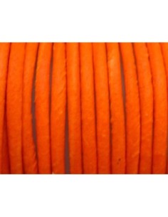 Cordon cuir orange fluo 2mm