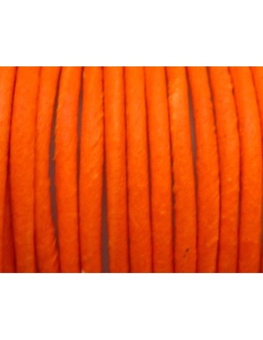 Cordon cuir orange fluo 2mm