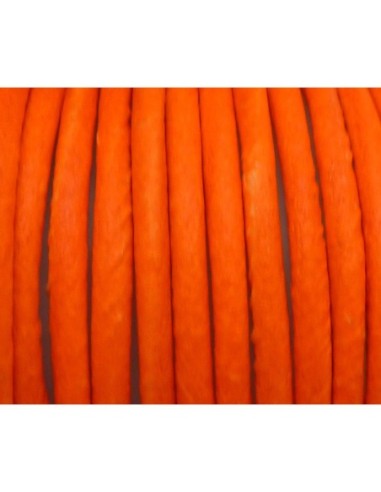 Cordon cuir orange fluo 2mm pour création bijoux