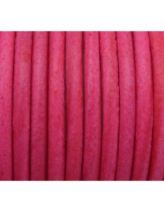 Cordon cuir rose fluo