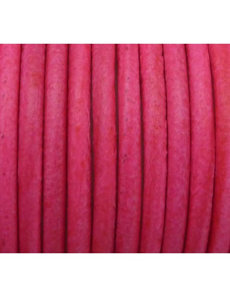 Cordon cuir rose fluo