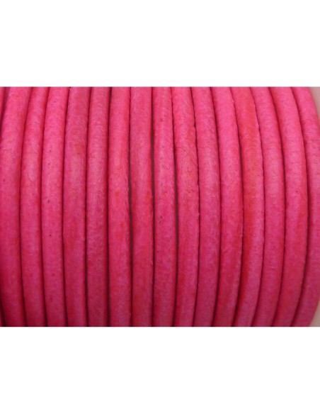 Cordon cuir 2,5mm rose fluo