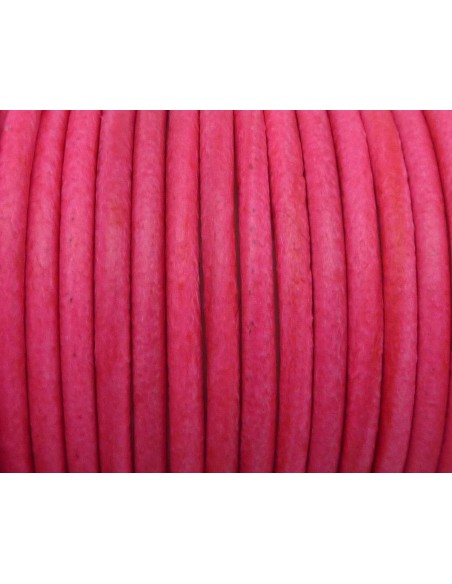 Cordon cuir rond rose fluo pour création DIY