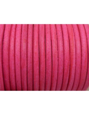 Cuir rose fluo de diamètre 2,5mm