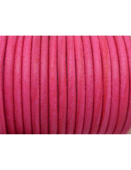Cuir rose fluo de diamètre 2,5mm