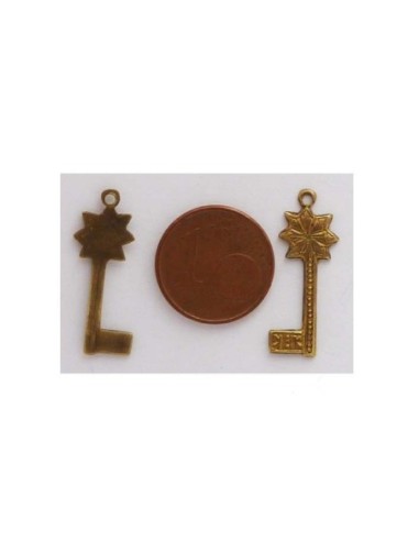 Pendentif clé Vintage des années 50-60 en laiton