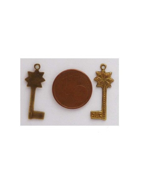 Pendentif clé Vintage des années 50-60 en laiton