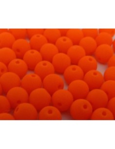 10 perles rondes fines 4mm en verre de couleur orange fluo 2