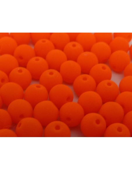 10 perles rondes fines 4mm en verre de couleur orange fluo