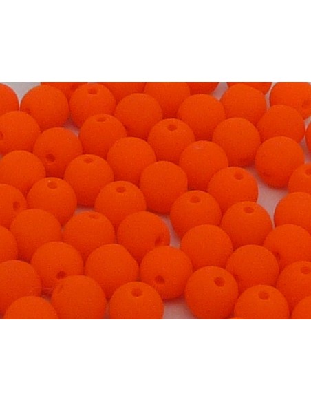 10 perles rondes fines 4mm en verre de couleur orange fluo