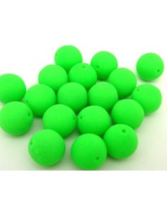 2 perles rondes 10mm en verre de couleur vert fluo 2