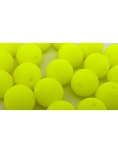 2 perles rondes 10mm en verre de couleur jaune fluo 2