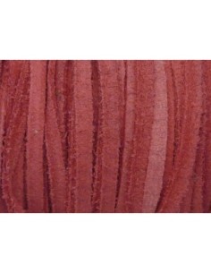 1m de Cordon daim plat 4mm de couleur fuchsia pâle, rose