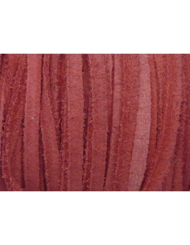 1m de Cordon daim plat 4mm de couleur fuchsia pâle, rose