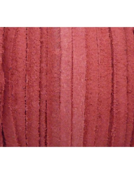 1m de Cordon daim plat 4mm de couleur fuchsia pâle, rose