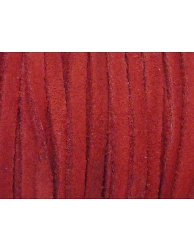 R-1m de Cordon daim plat 4mm de couleur rouge
