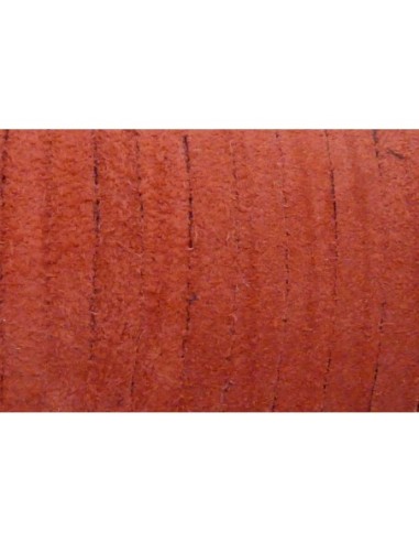 1m de Cordon daim plat 4mm de couleur rose orangé