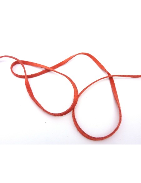 1m de Cordon daim plat 4mm de couleur rose orangé