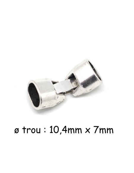 Fermoir clip pour cuir regaliz en métal argenté 