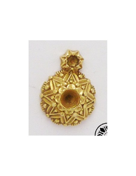 Support, cabochon, pendentif gravé étoile en laiton