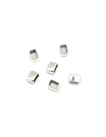 Perle poussoir argenté à gros trou cuir regaliz pas cher