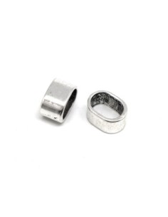 Perle passant argenté à gros trou en métal lisse pour cuir regaliz ou 2 cuirs de 6mm 2