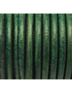 20cm de Cordon cuir rond 4,6mm de couleur vert bouteille 2