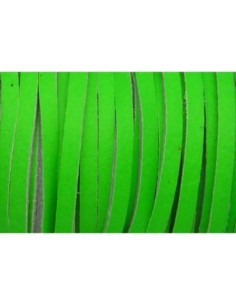 Cordon cuir plat vert fluo en 3,5mm