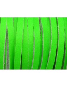 Cordon cuir plat vert fluo en 3,5mm 2