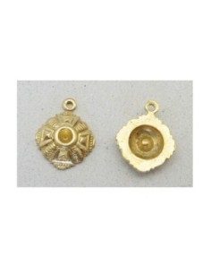 Pendentif carré filigrane Vintage 50's en métal doré brillant 2