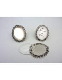 R-Grand Support cabochon 55mm + cabochon 40x30mm en métal... 2