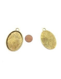 Pendentif ovale pour cabochon de 30mm x 40mm en métal doré pâle 2