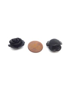 R-Perle Rose ciselée 17mm noire en résine 2