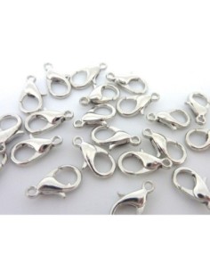Fermoir mousqueton en métal argenté 12mm