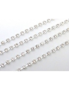 Chainette strass fine en métal argenté
