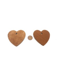 Pendentif coeur en cuir 56mm de couleur marron 2