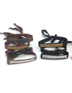 Kit de création Bracelet Strass et ruban fauve ajustable 2