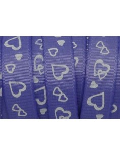 R-5m Ruban fantaisie 10mm coeur blanc sur fond mauve